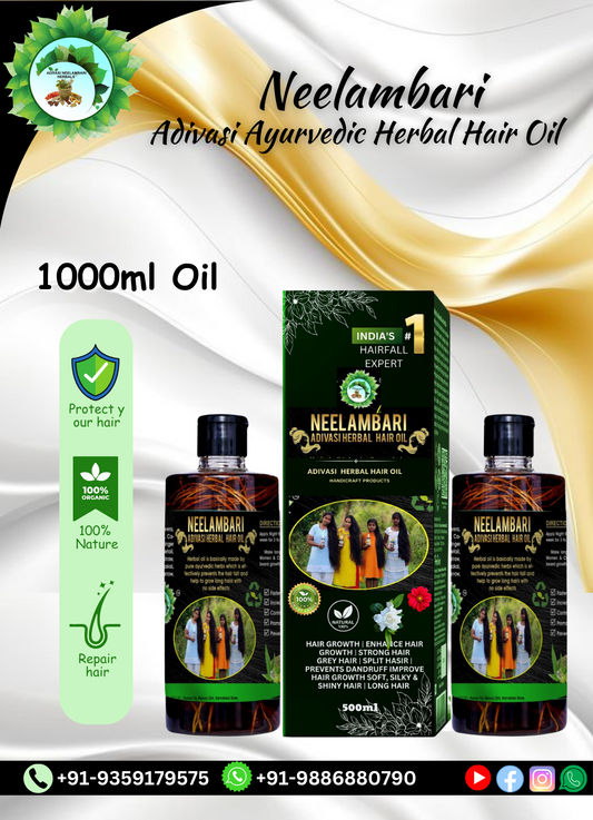 (1000ml oil +250ml Shampoo) Neelambari Adivasi Ayurvedic Herbal Hair Oil