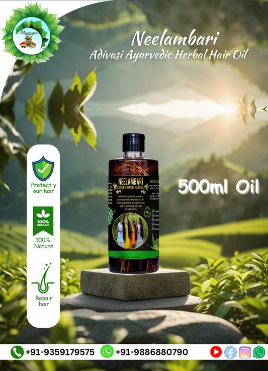 (500ml oil + 250ml Shampoo ) Neelambari Adivasi Ayurvedic Herbal Hair Oil
